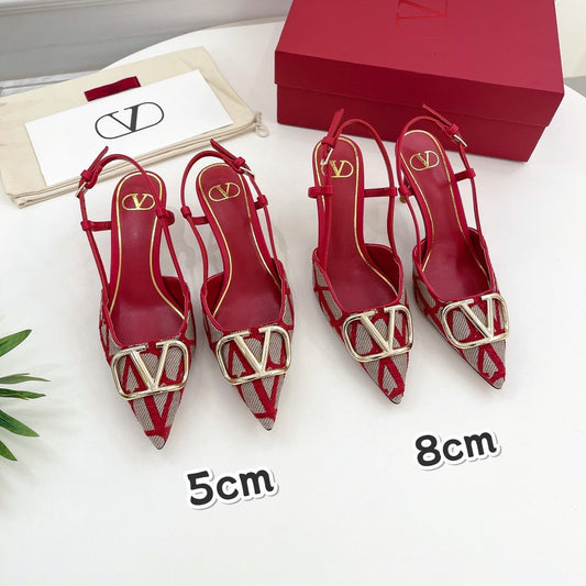 Vlogo Signature Slingback Pump Red Toile Iconographe Raffia