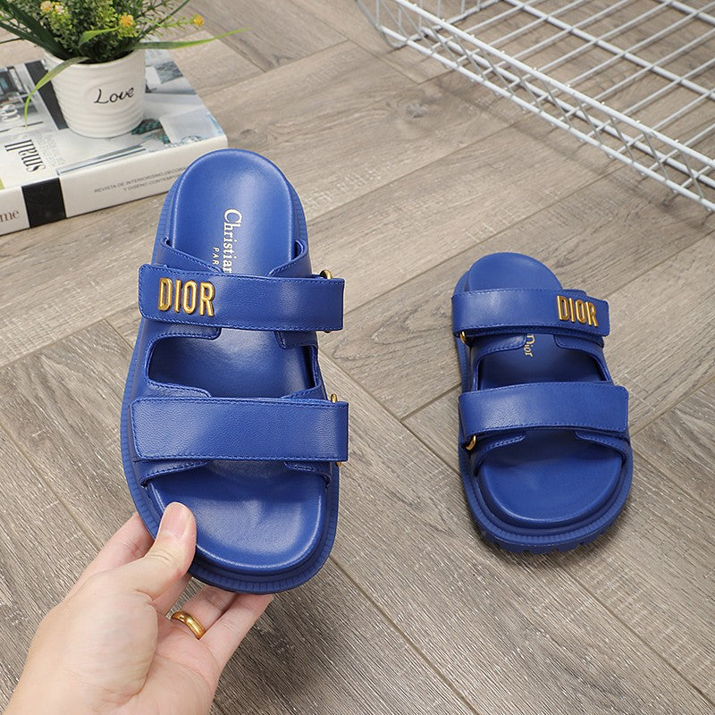 cd dioract dad sandal mule blue lambskin