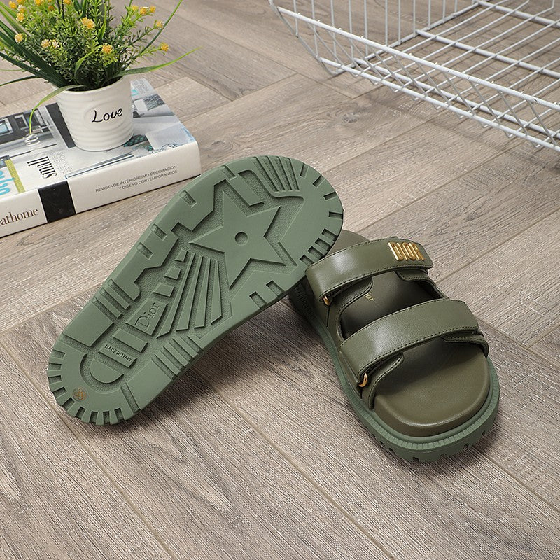 cd dioract dad sandal mule khaki lambskin