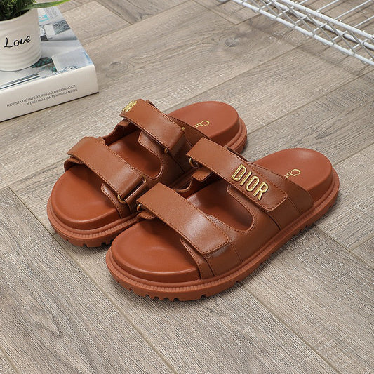 cd dioract dad sandal mule dark brown lambskin