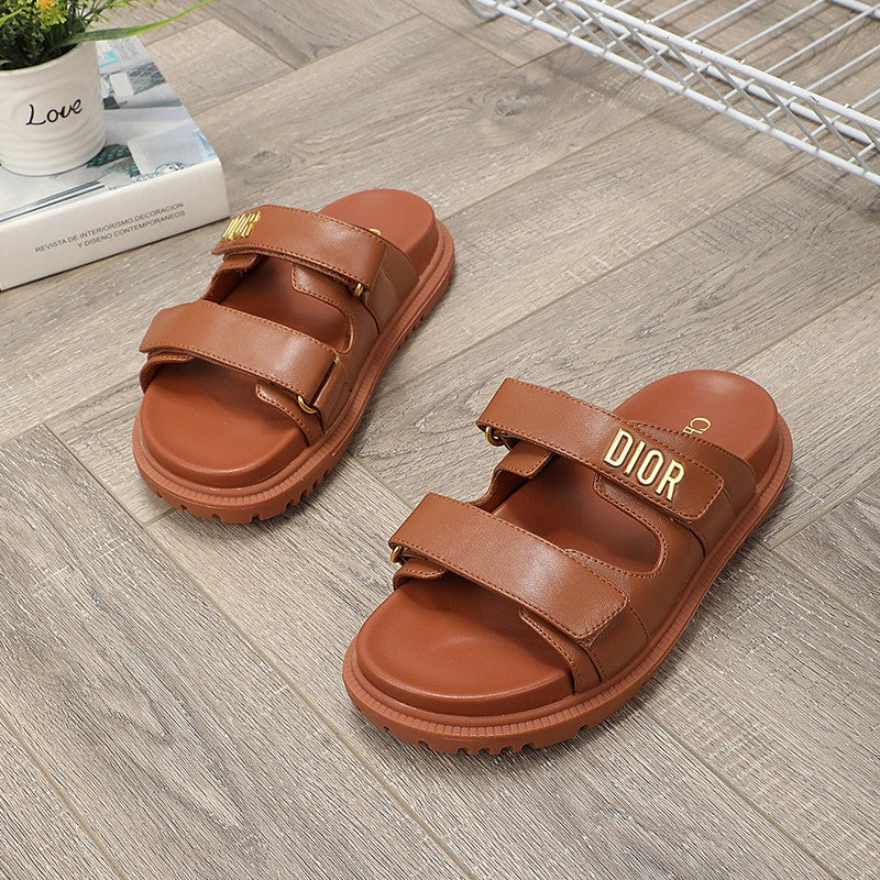 cd dioract dad sandal mule dark brown lambskin