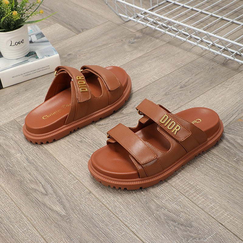 cd dioract dad sandal mule dark brown lambskin