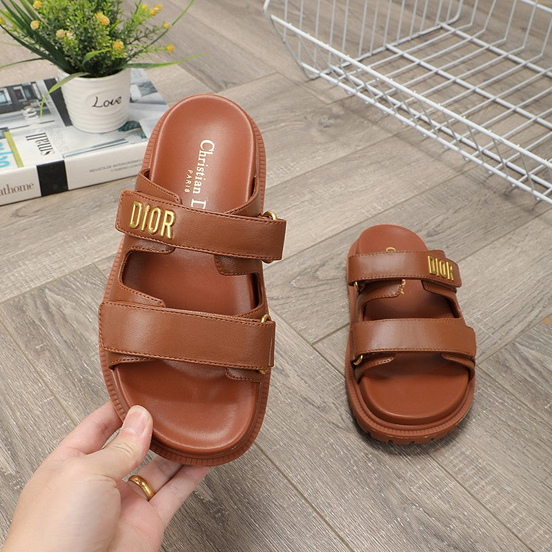 cd dioract dad sandal mule dark brown lambskin