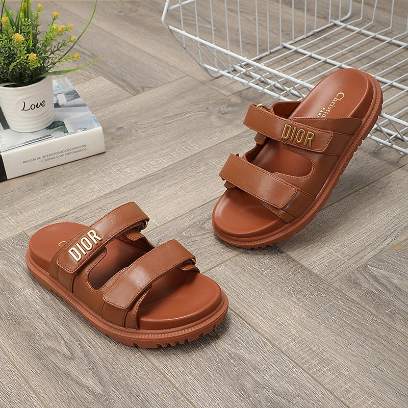 cd dioract dad sandal mule dark brown lambskin