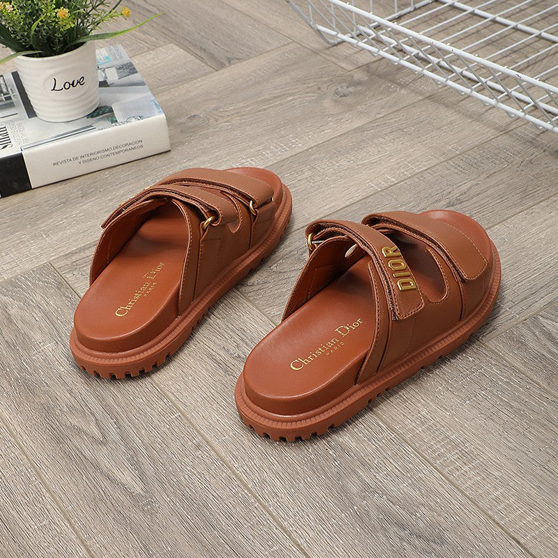 cd dioract dad sandal mule dark brown lambskin