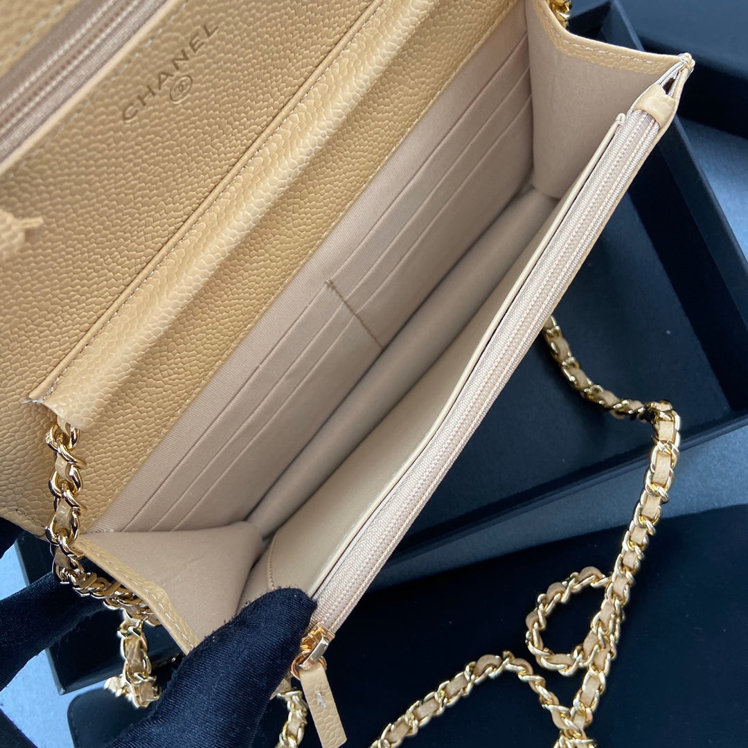 CC Woc 20cm Yellow Grained Calfskin Gold Hardware