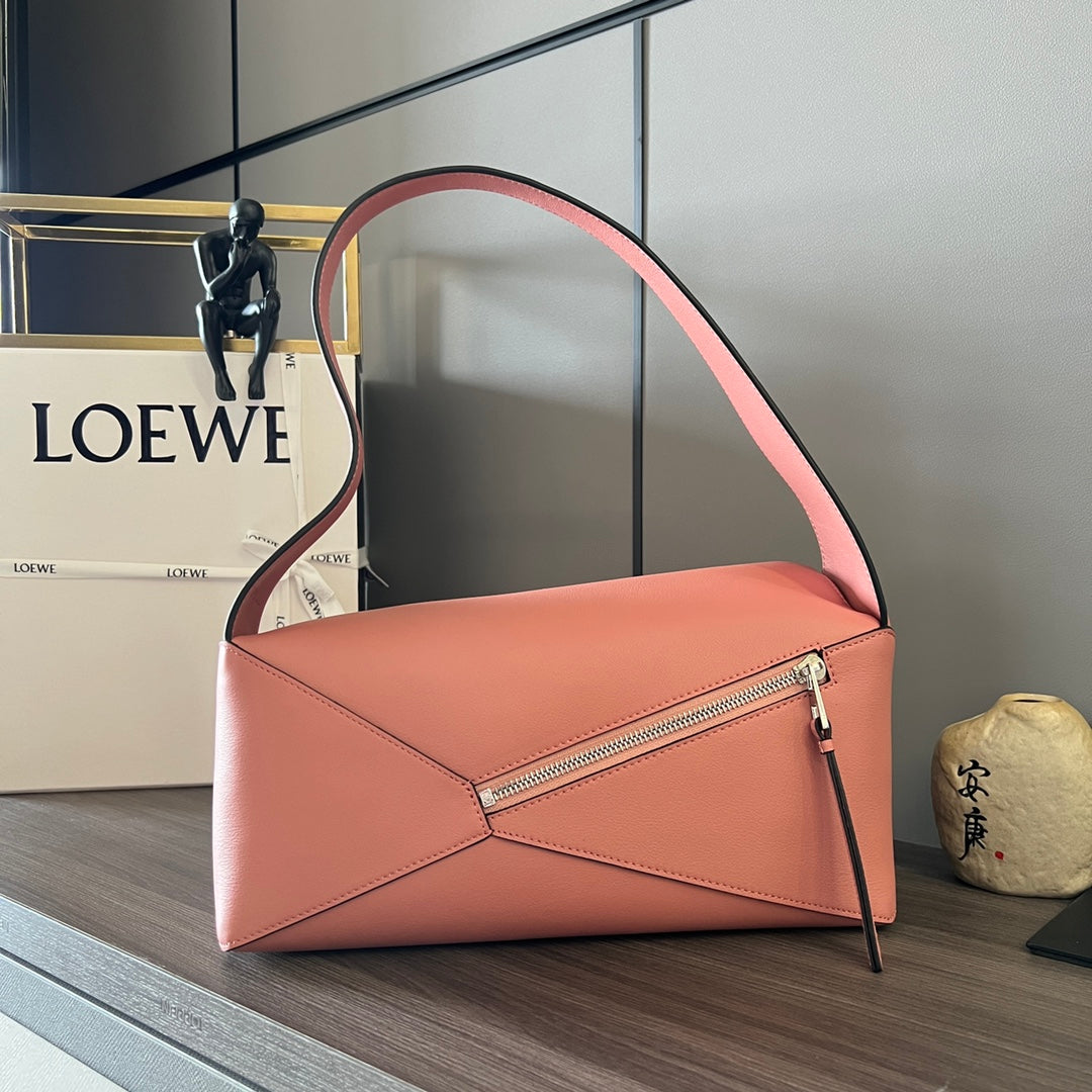 Loew Puzzle 28.7cm Hobo Bag Pink Smooth Calfskin