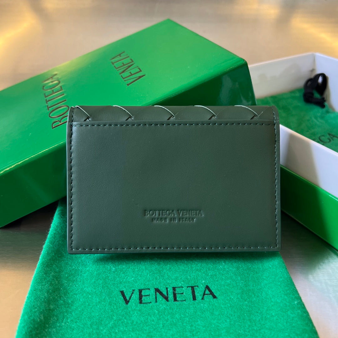 INTRECCIATO BUSINESS 11 EMERALD GREEN CALFSKIN CARD CASE