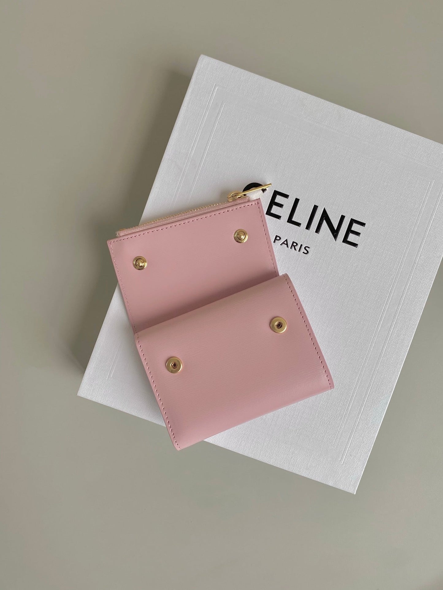 TRIPHOME 9 WALLET TWO-IN-ONE PINK PASTEL CALFSKIN