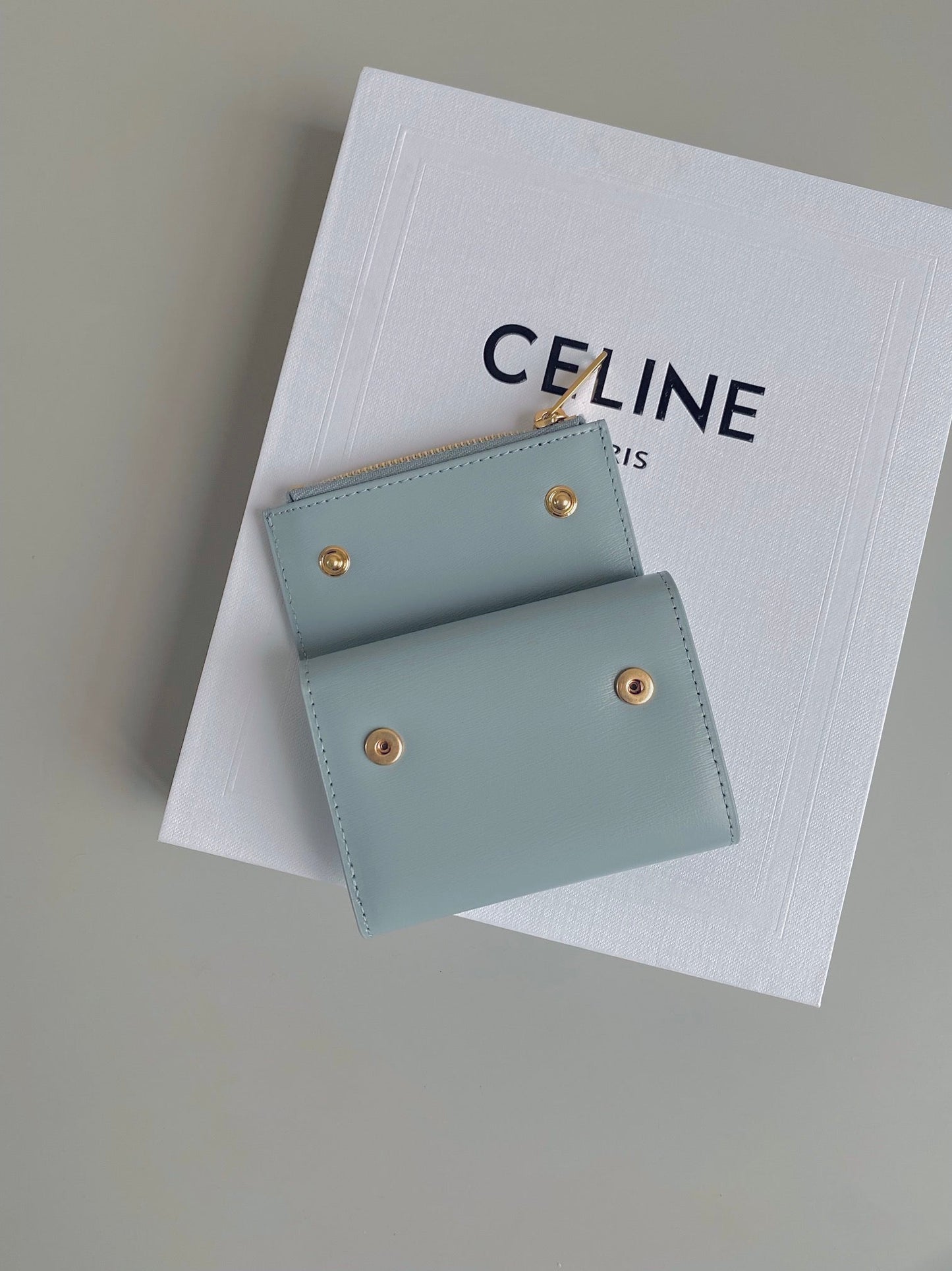 TRIPHOME 9 WALLET TWO-IN-ONE GLACIER BLUE CALFSKIN