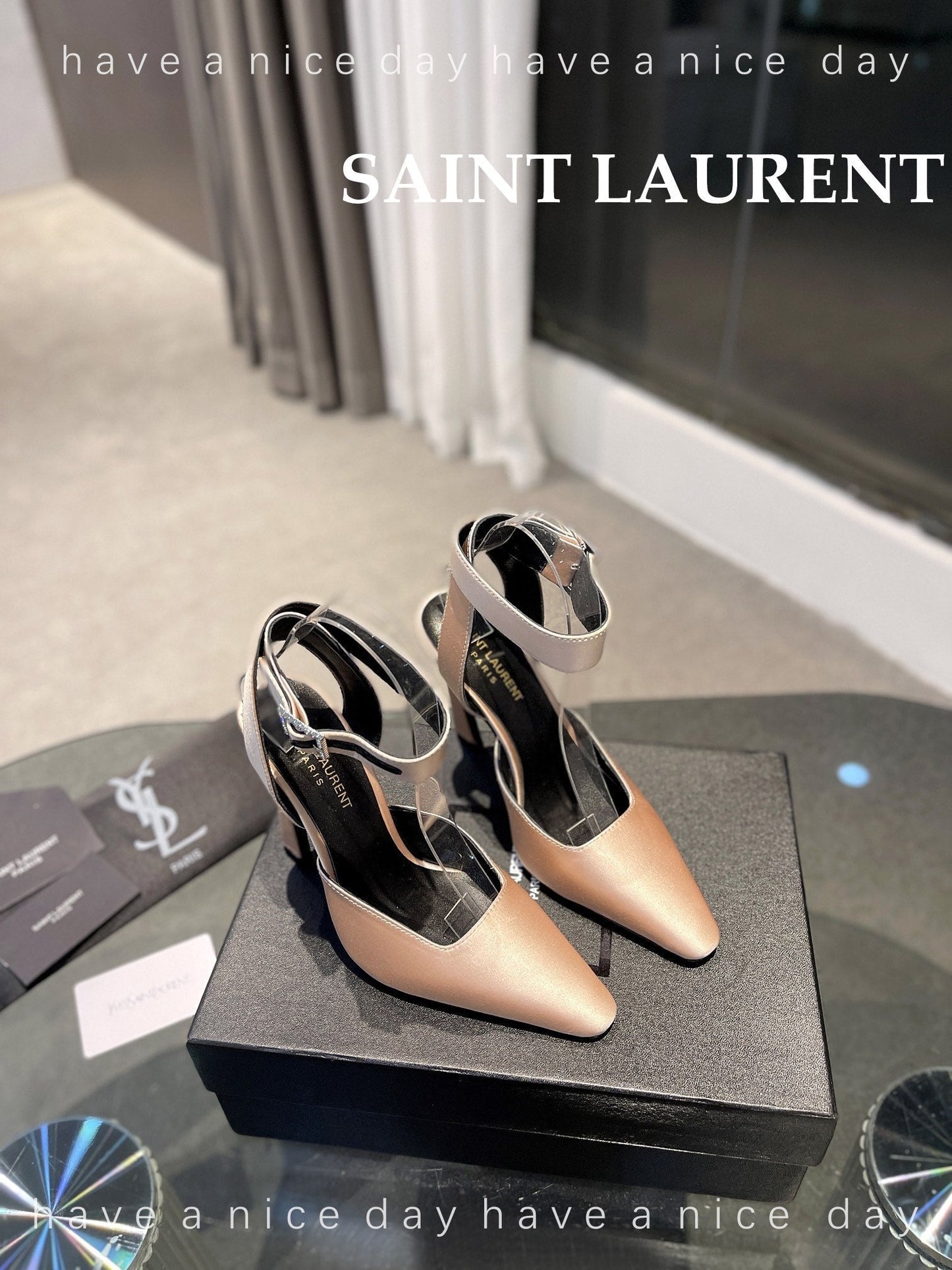 SL FANNY SLINGBACK PUMPS CHAMPAGNE SATIN