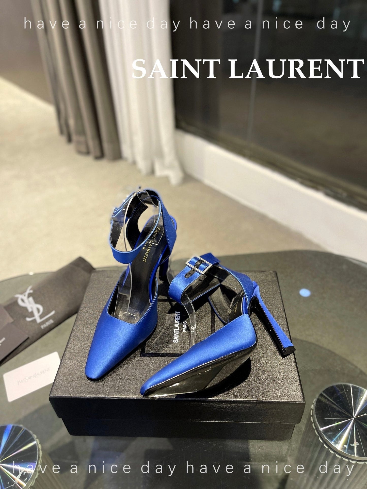 SL FANNY SLINGBACK PUMPS COBALT SATIN