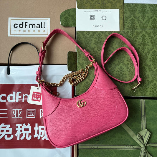 SHOULDER BAG 25 IN BRIGHT PINK CALFSKIN GOLD HARDWARE