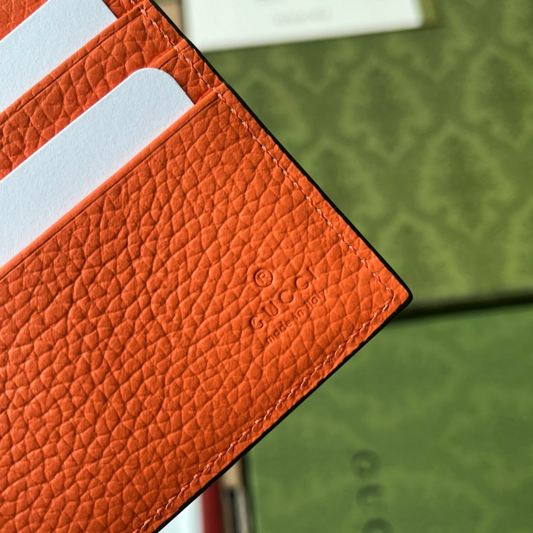 WALLET 11 IN ORANGE EMBOSSED CALFSKIN