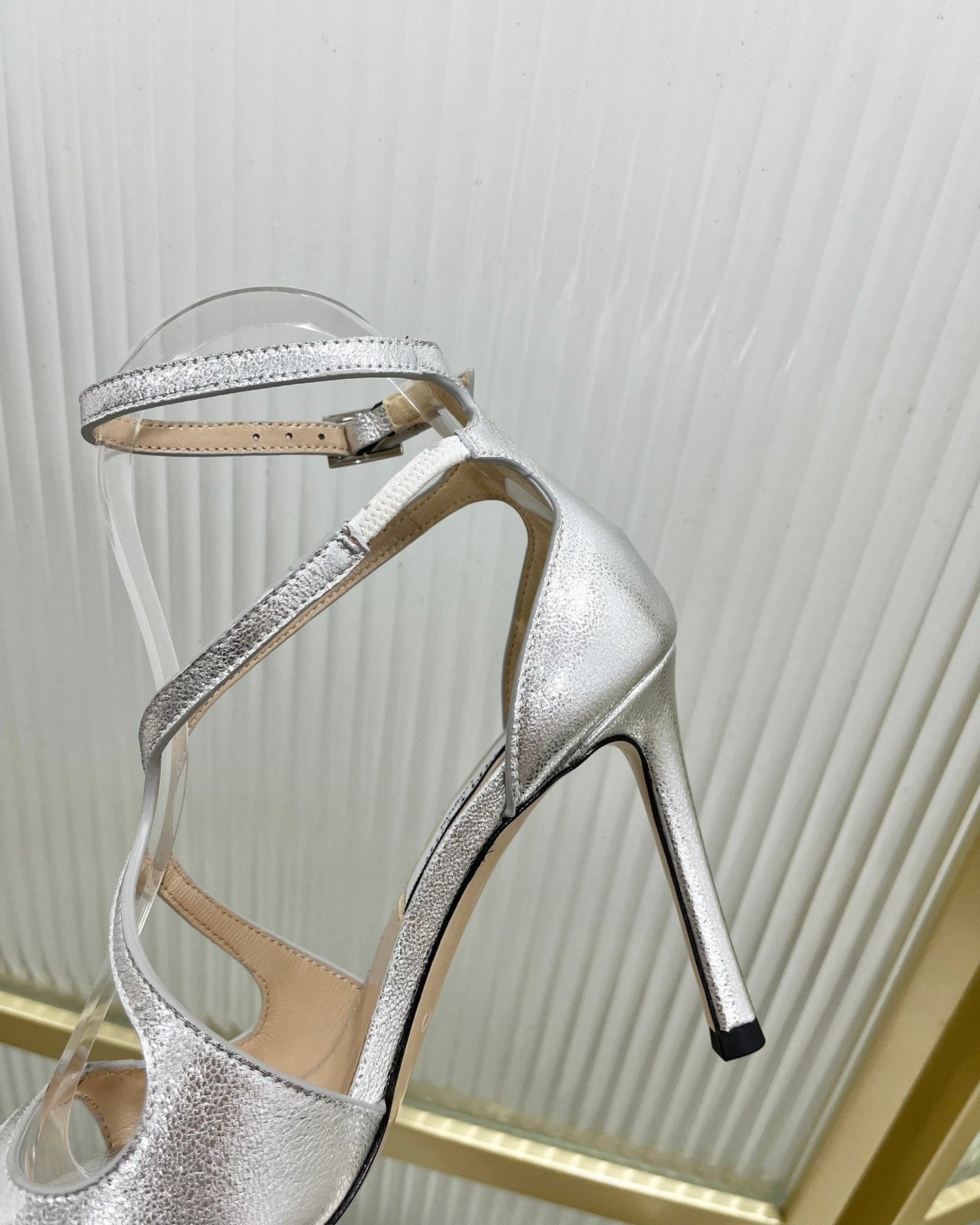 Jimmy Azia 95 In Silver Cowhide Sandals  587709