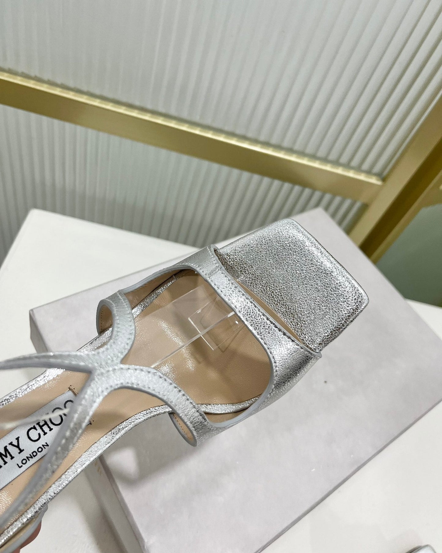 Jimmy Azia 95 In Silver Cowhide Sandals  587709