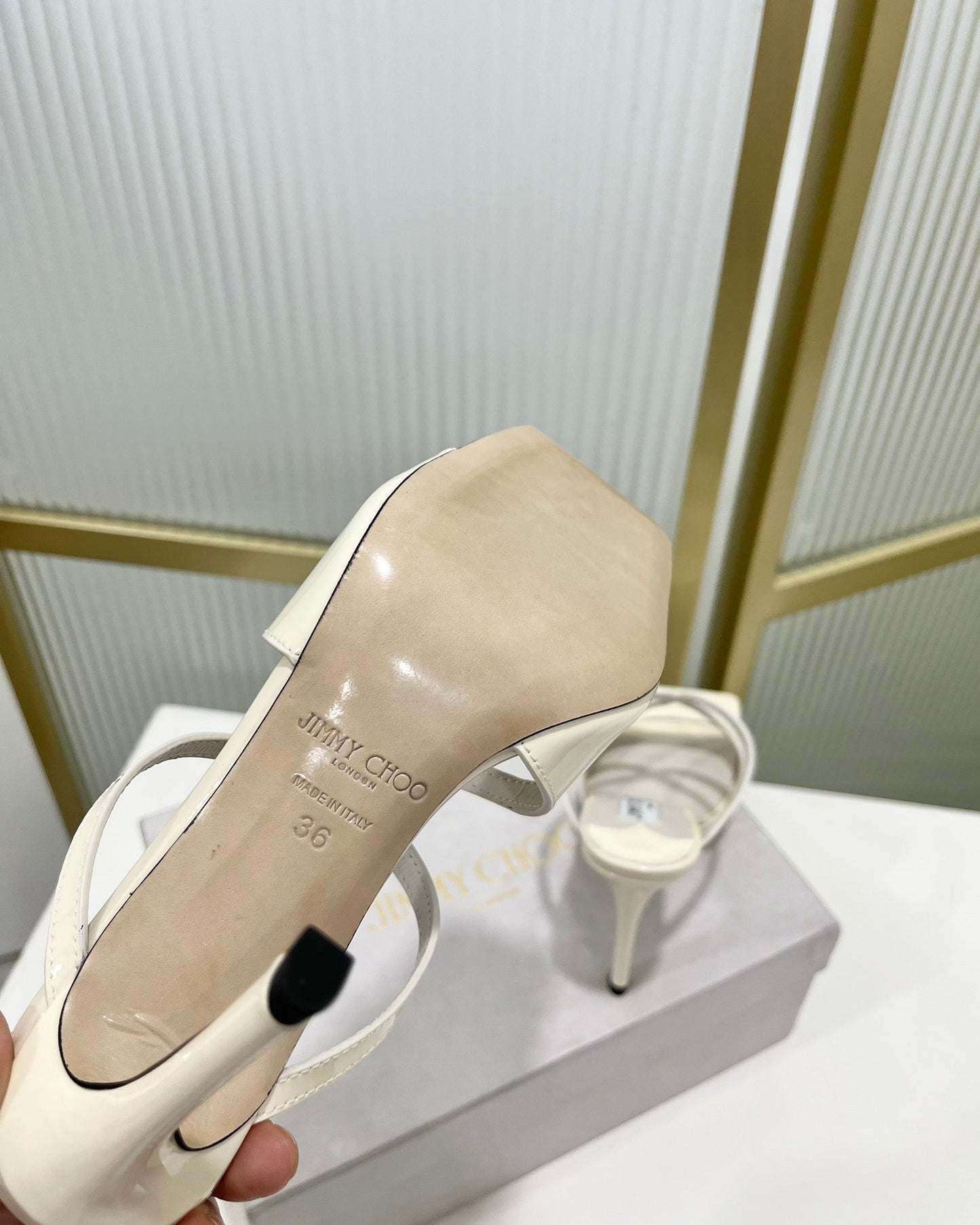 Jimmy Anise 85 In Ivory White Glossy Cowhide Mules 587692