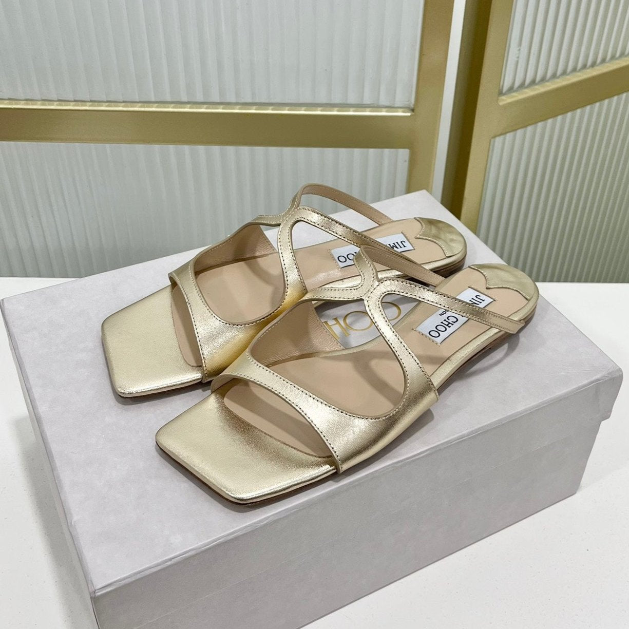 Jimmy Sandals In Light Gold Cowhide 587685