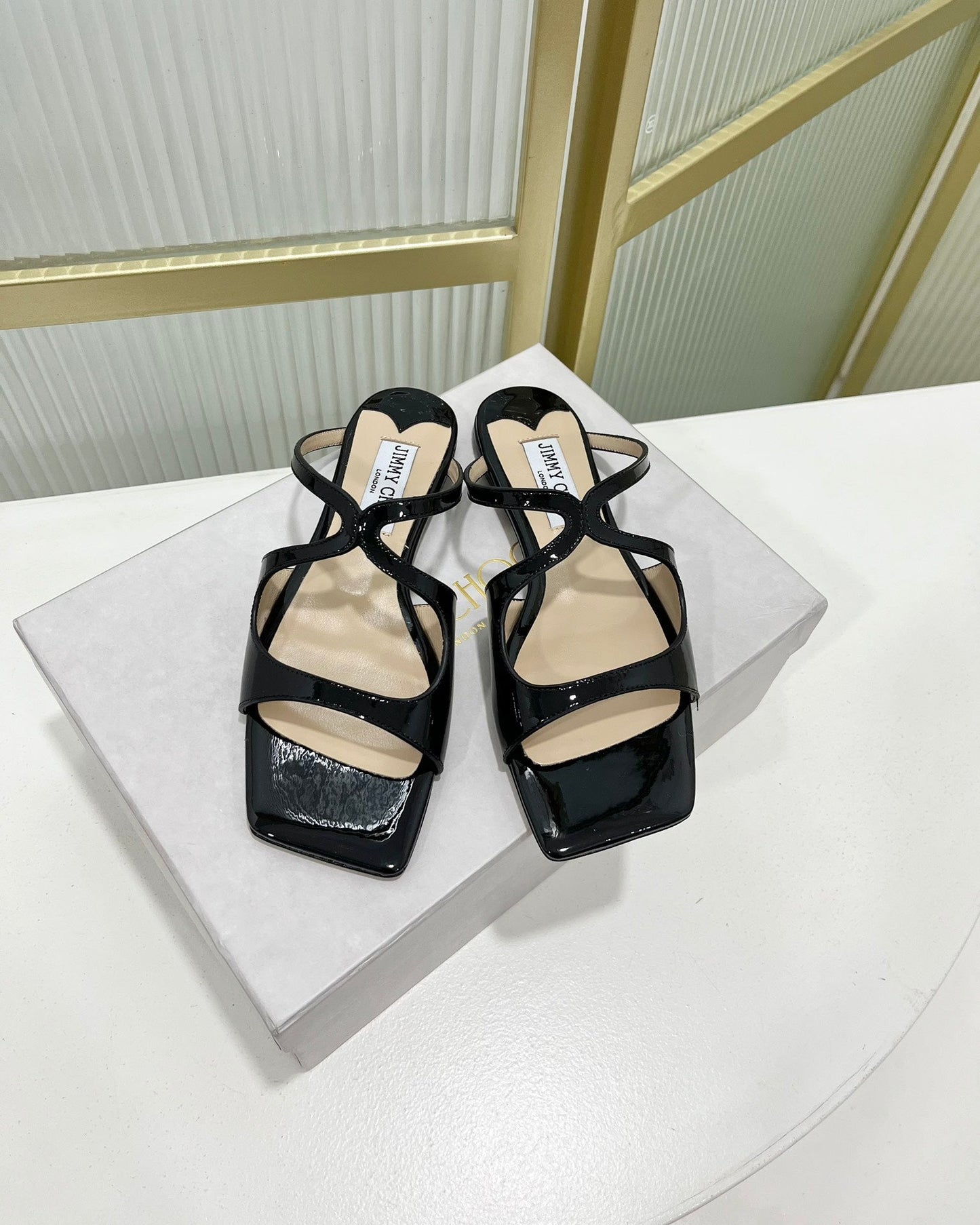 Jimmy Sandals In Black Glossy Cowhide 587683