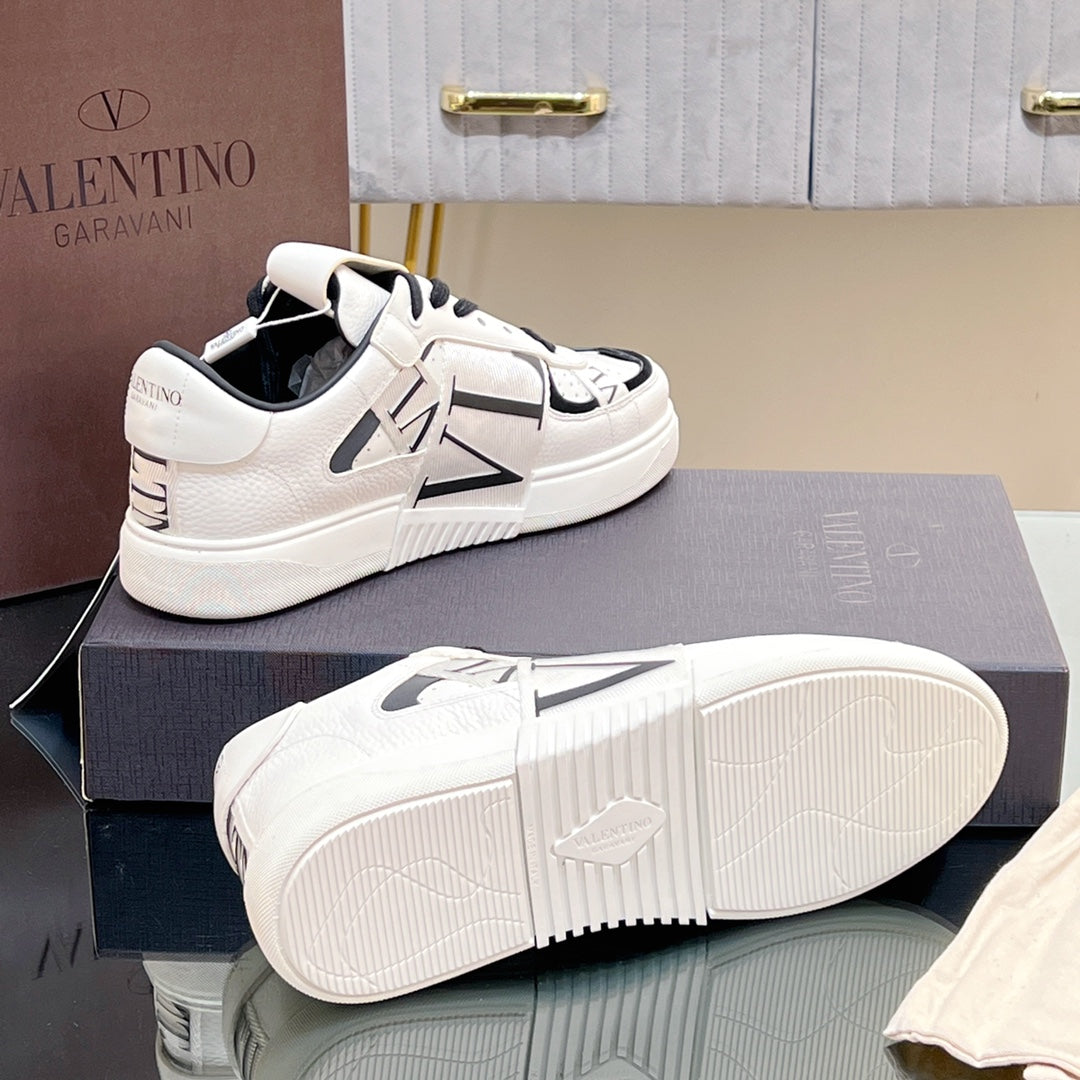 valenti low top vl7n white black calfskin white canvas