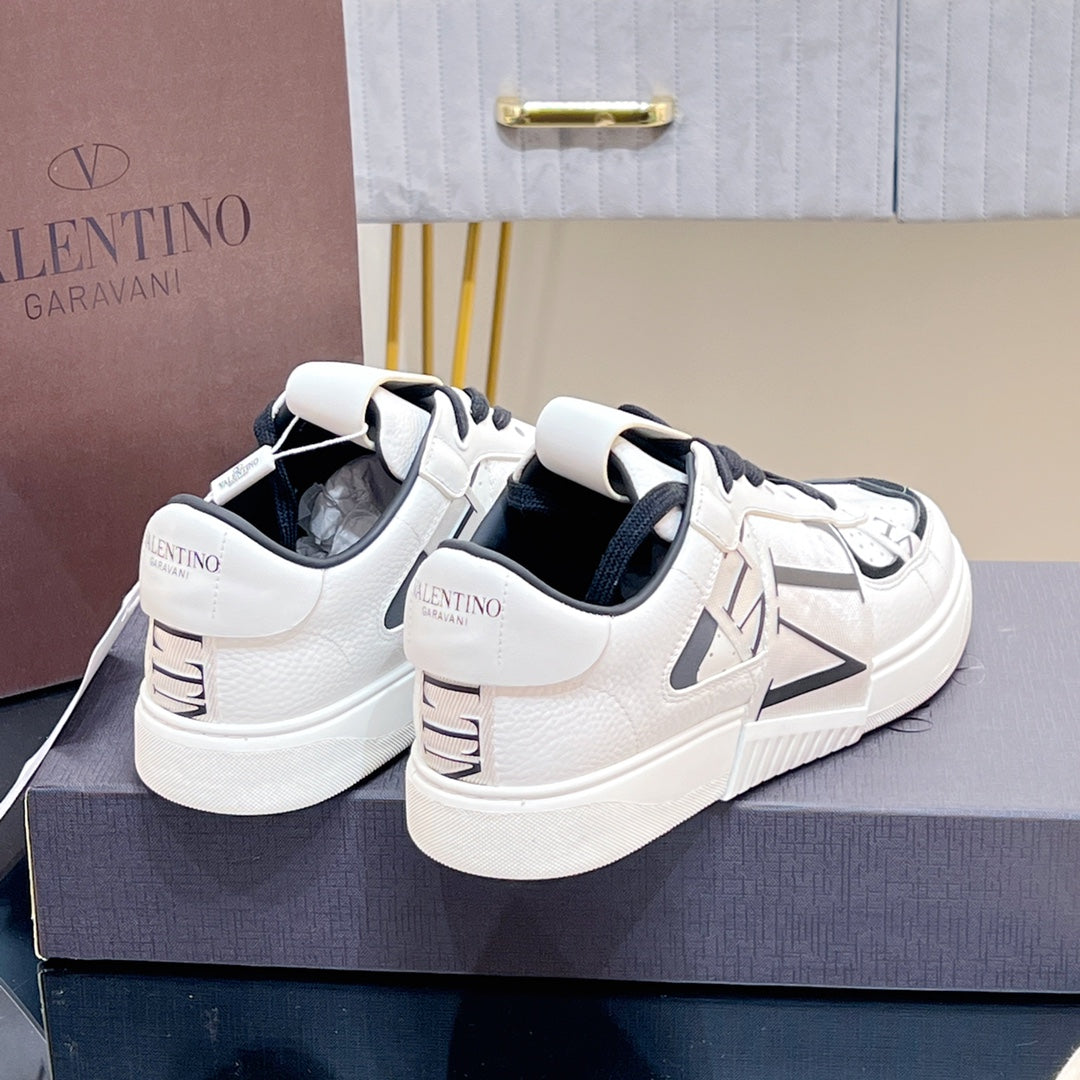 valenti low top vl7n white black calfskin white canvas