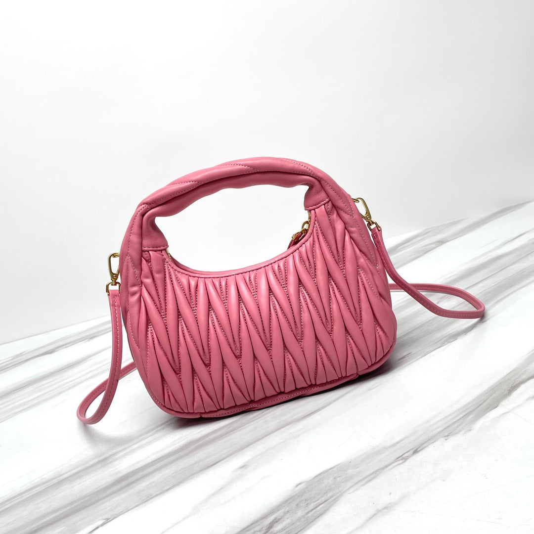 miuwander hobo 23 pink matelasse leather