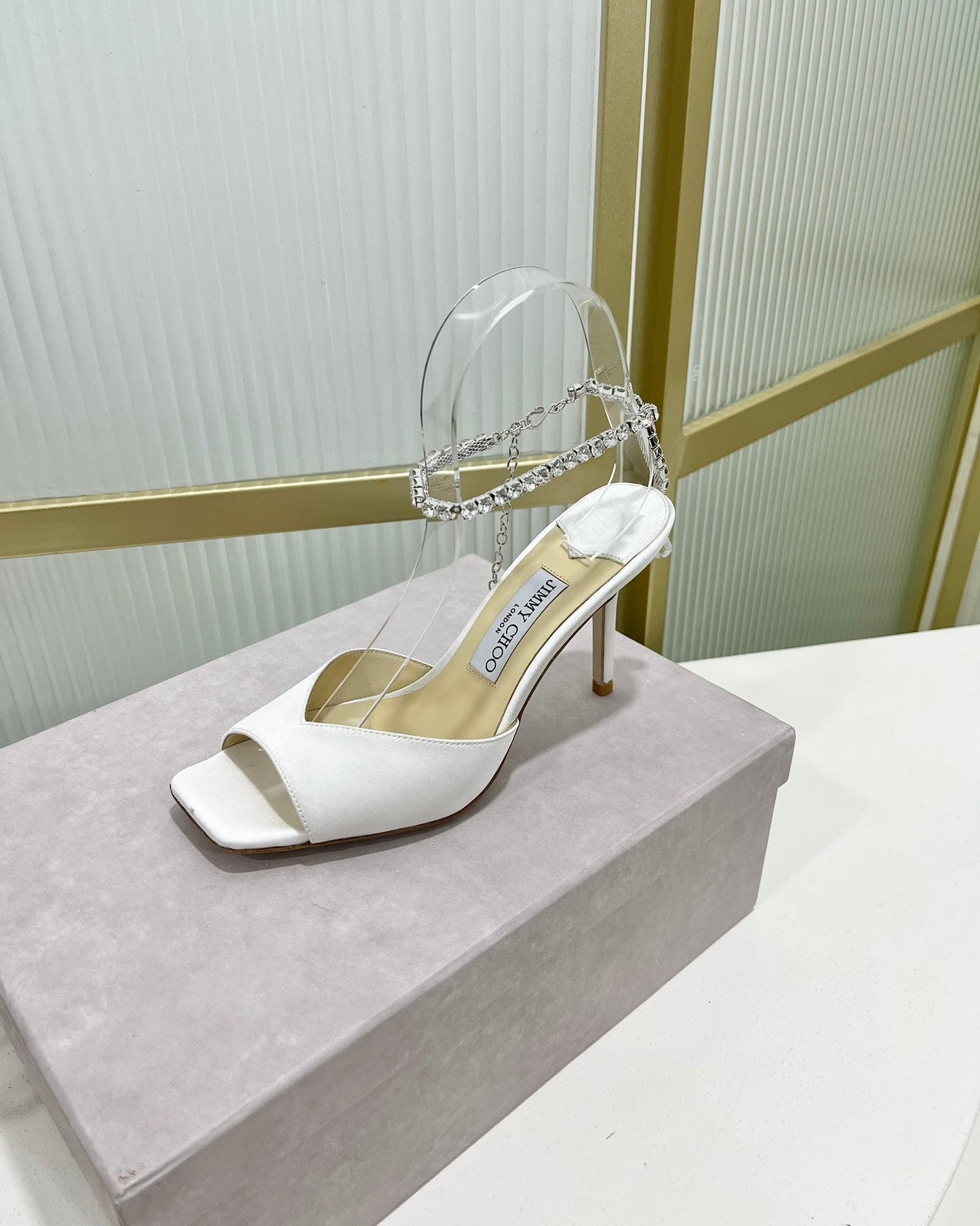 Jimmy Saeda Sandal 85 In White Satin 587730