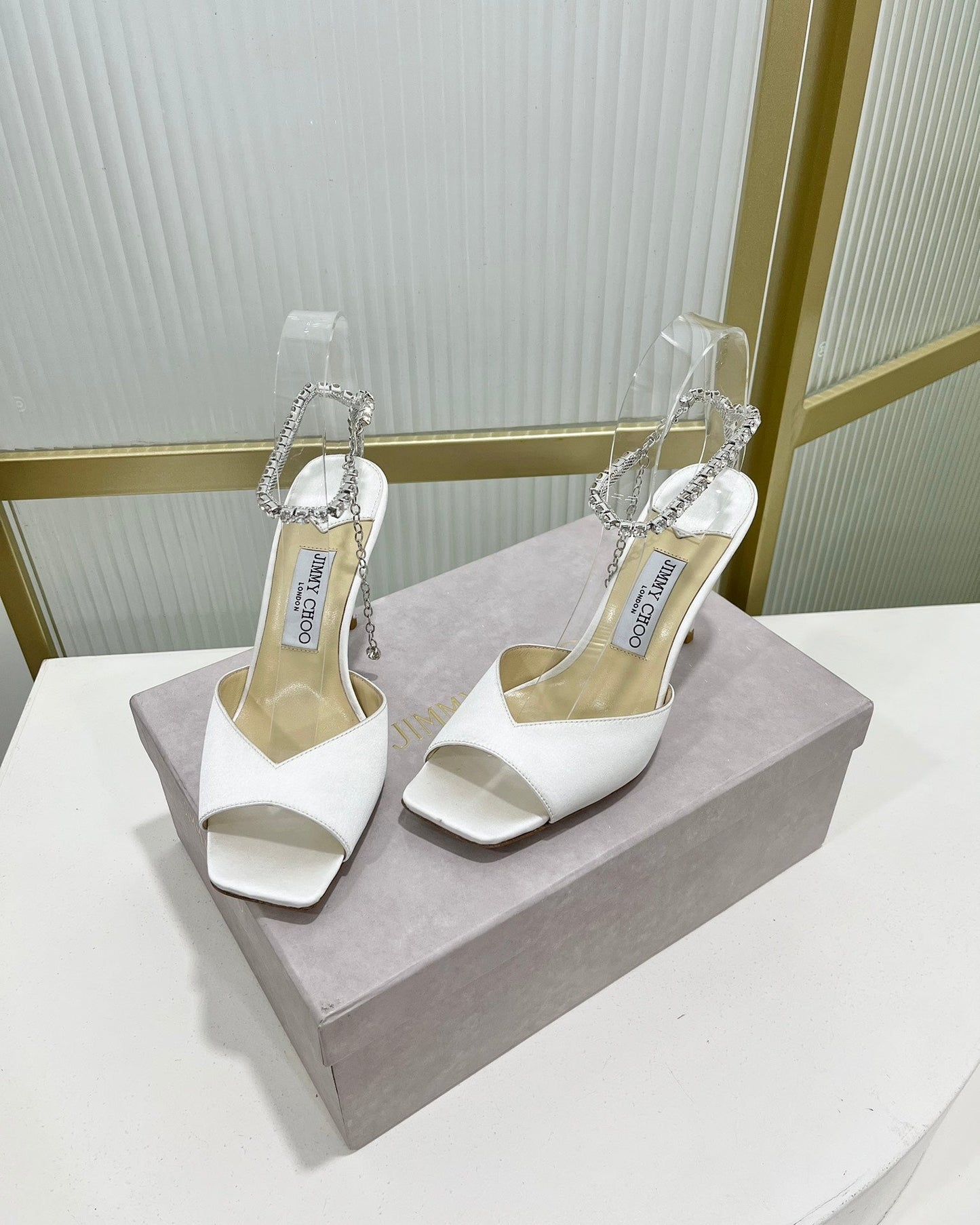 Jimmy Saeda Sandal 85 In White Satin 587730