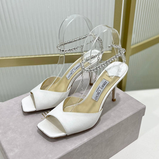 Jimmy Saeda Sandal 85 In White Satin 587730