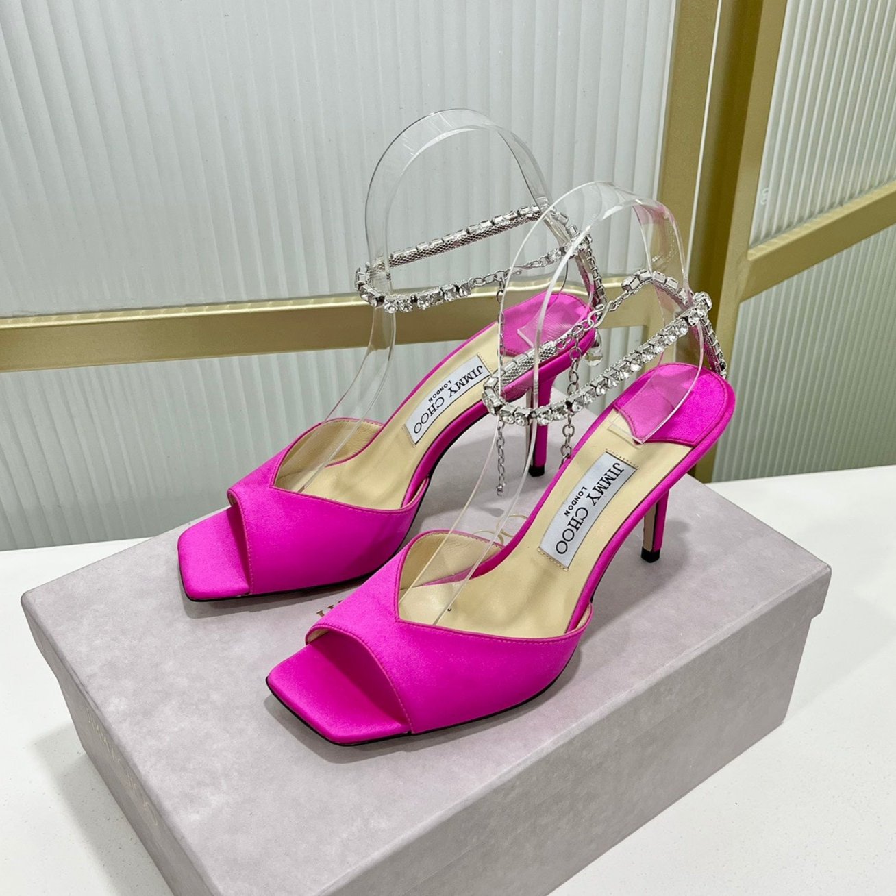 Jimmy Saeda Sandal 85 In Purple Pink Satin 587732