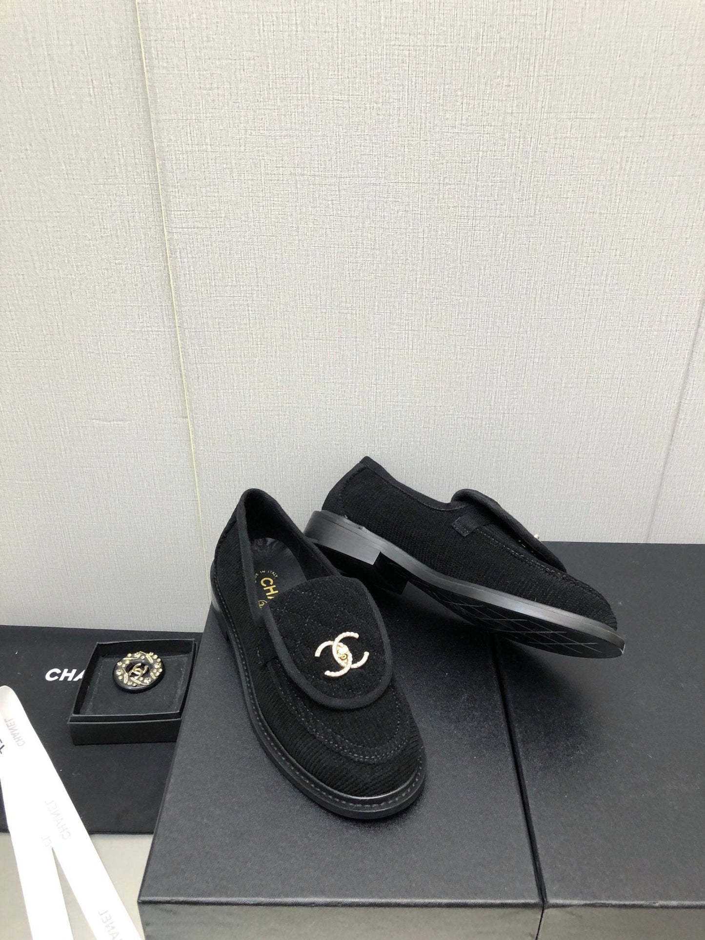 moccasins black denim 40mm