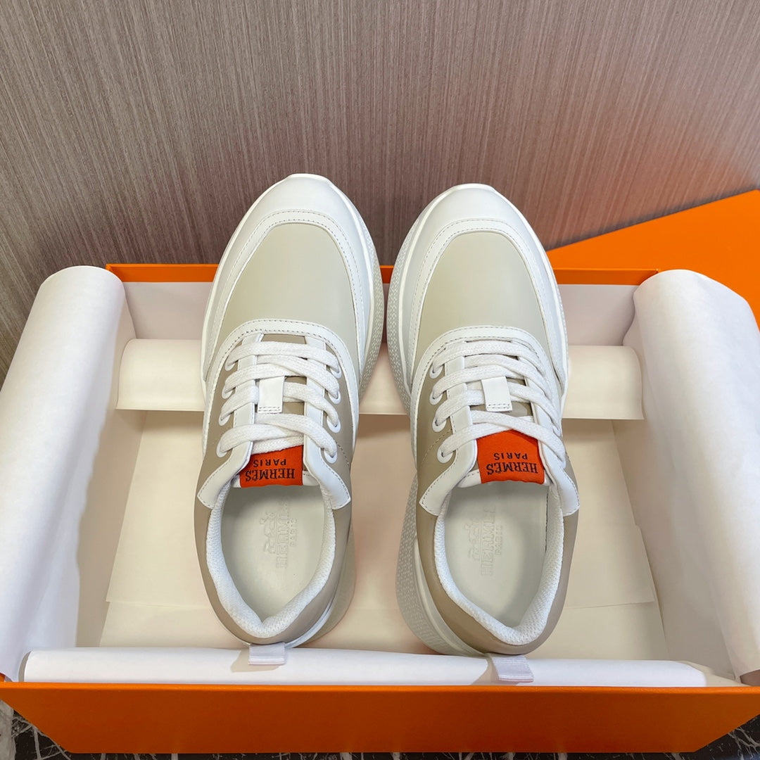 HM Giga 50 Sneaker Light Brown Beige White Goatskin Orange