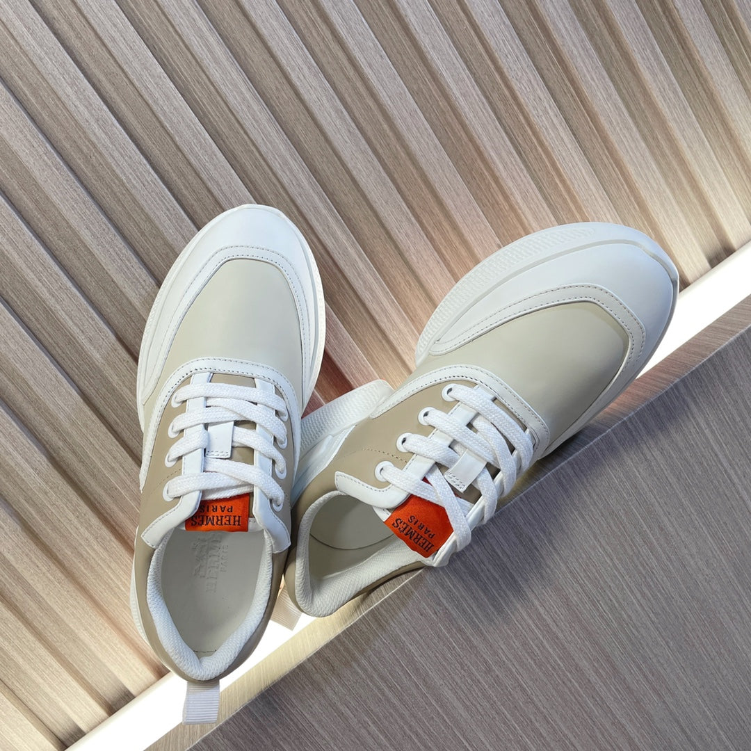 HM Giga 50 Sneaker Light Brown Beige White Goatskin Orange