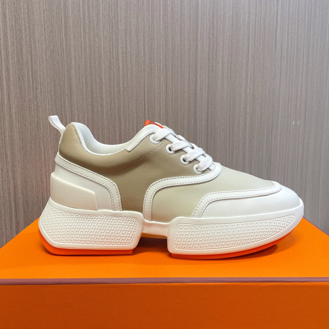 HM Giga 50 Sneaker Light Brown Beige White Goatskin Orange