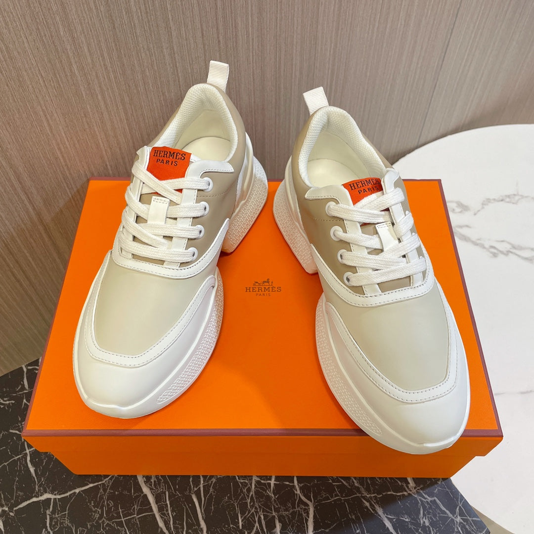 HM Giga 50 Sneaker Light Brown Beige White Goatskin Orange