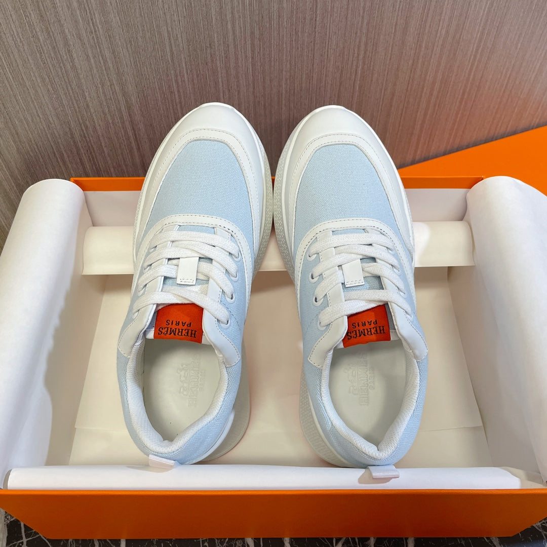 HM Giga 50 Sneaker Peaceful Blue Canvas White Goatskin Orange