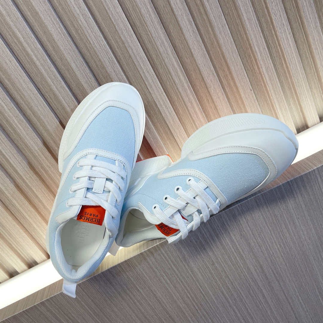 HM Giga 50 Sneaker Peaceful Blue Canvas White Goatskin Orange