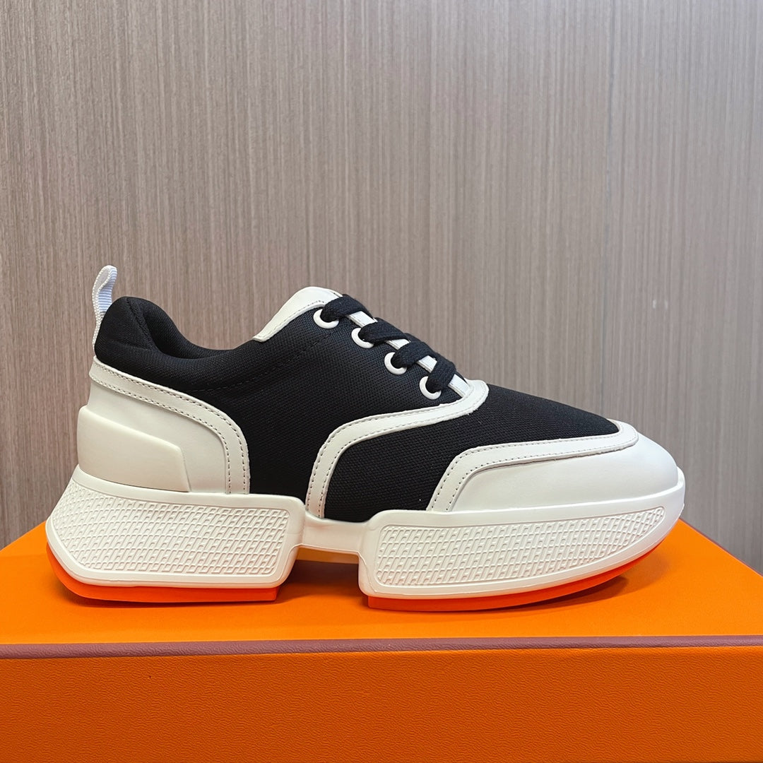 HM Giga 50 Sneaker Black Canvas White Goatskin Orange