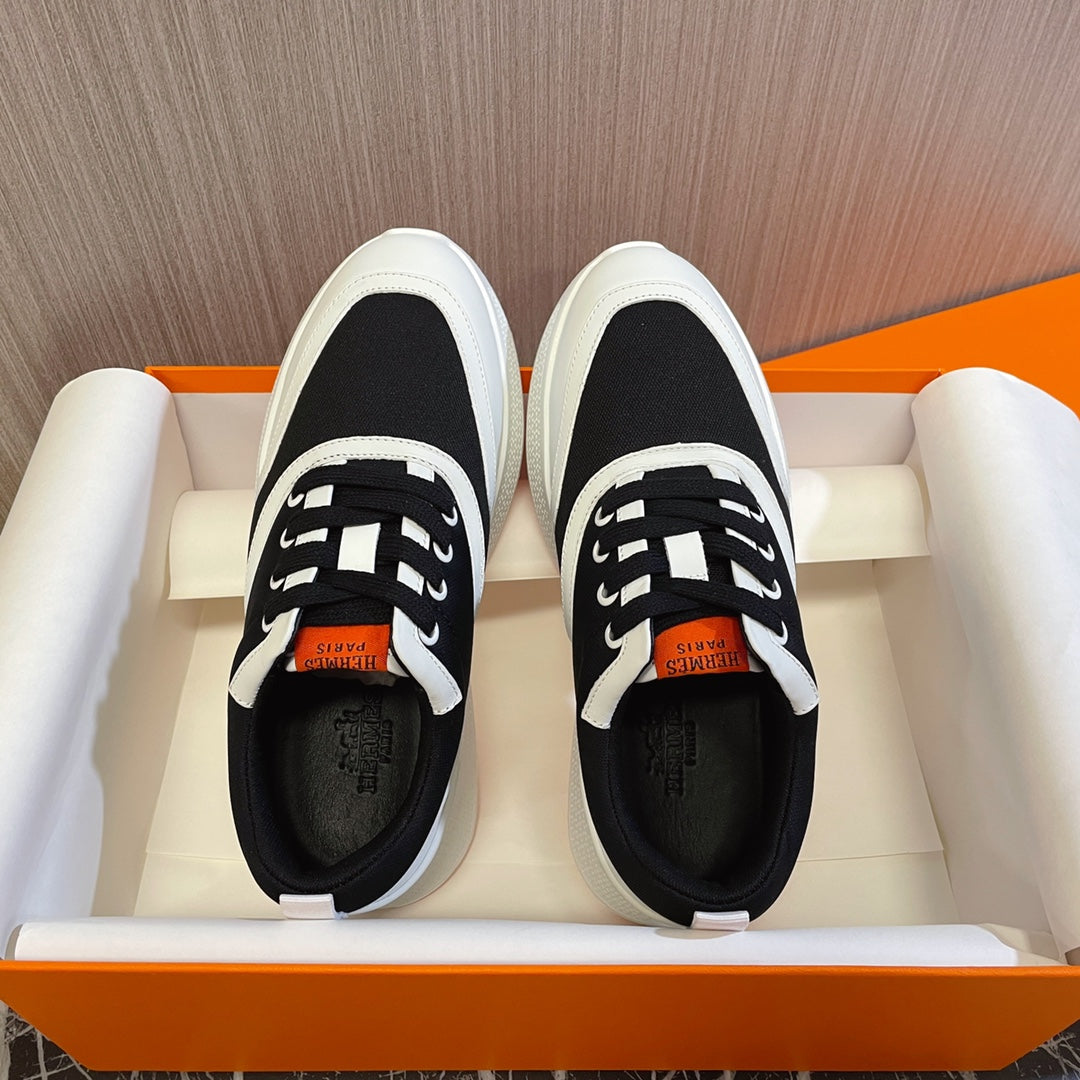 HM Giga 50 Sneaker Black Canvas White Goatskin Orange