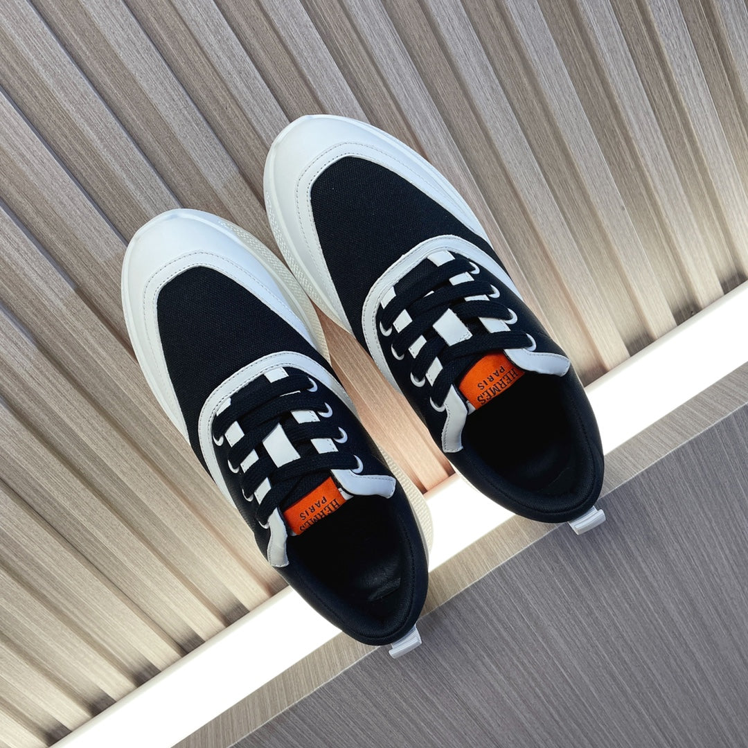 HM Giga 50 Sneaker Black Canvas White Goatskin Orange