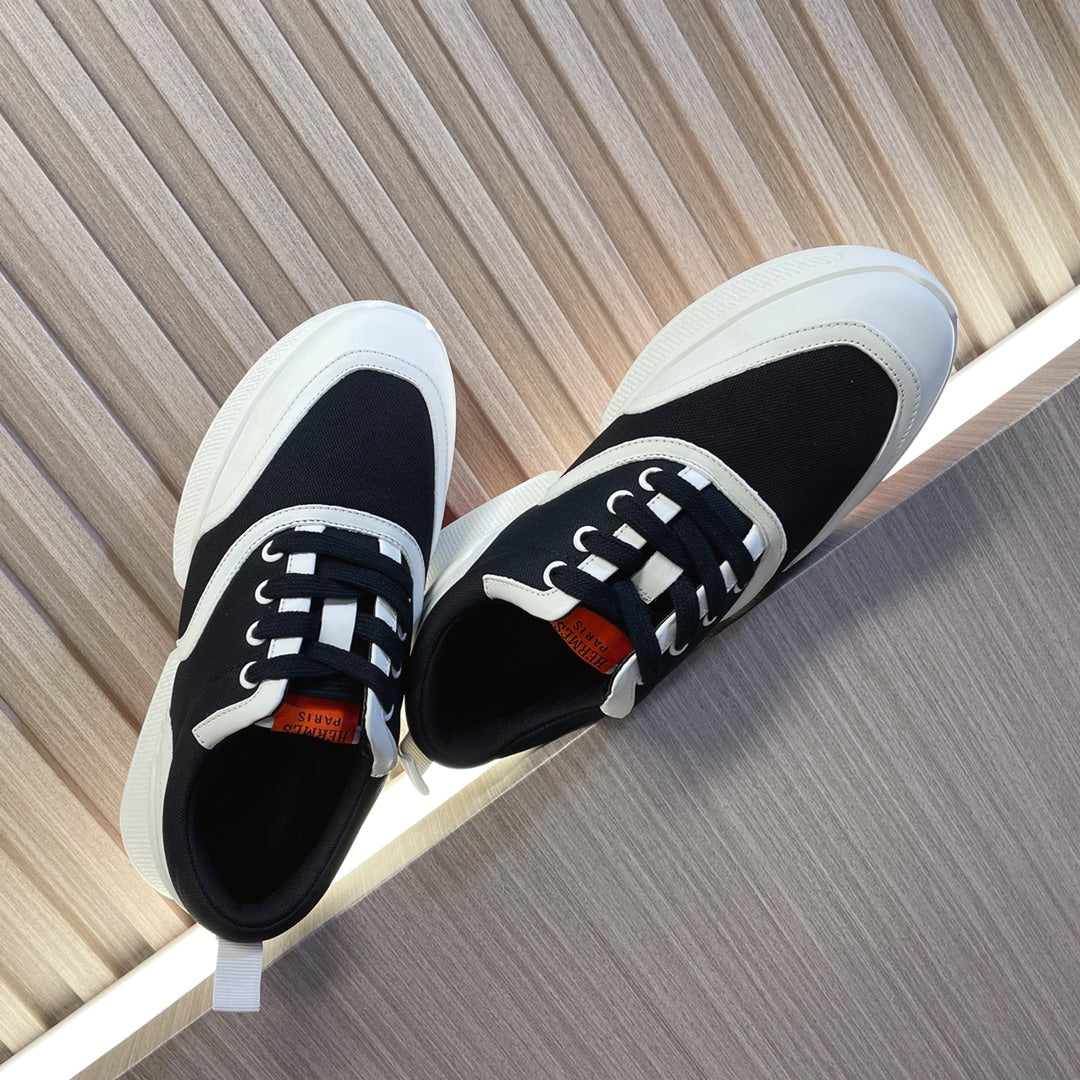 HM Giga 50 Sneaker Black Canvas White Goatskin Orange