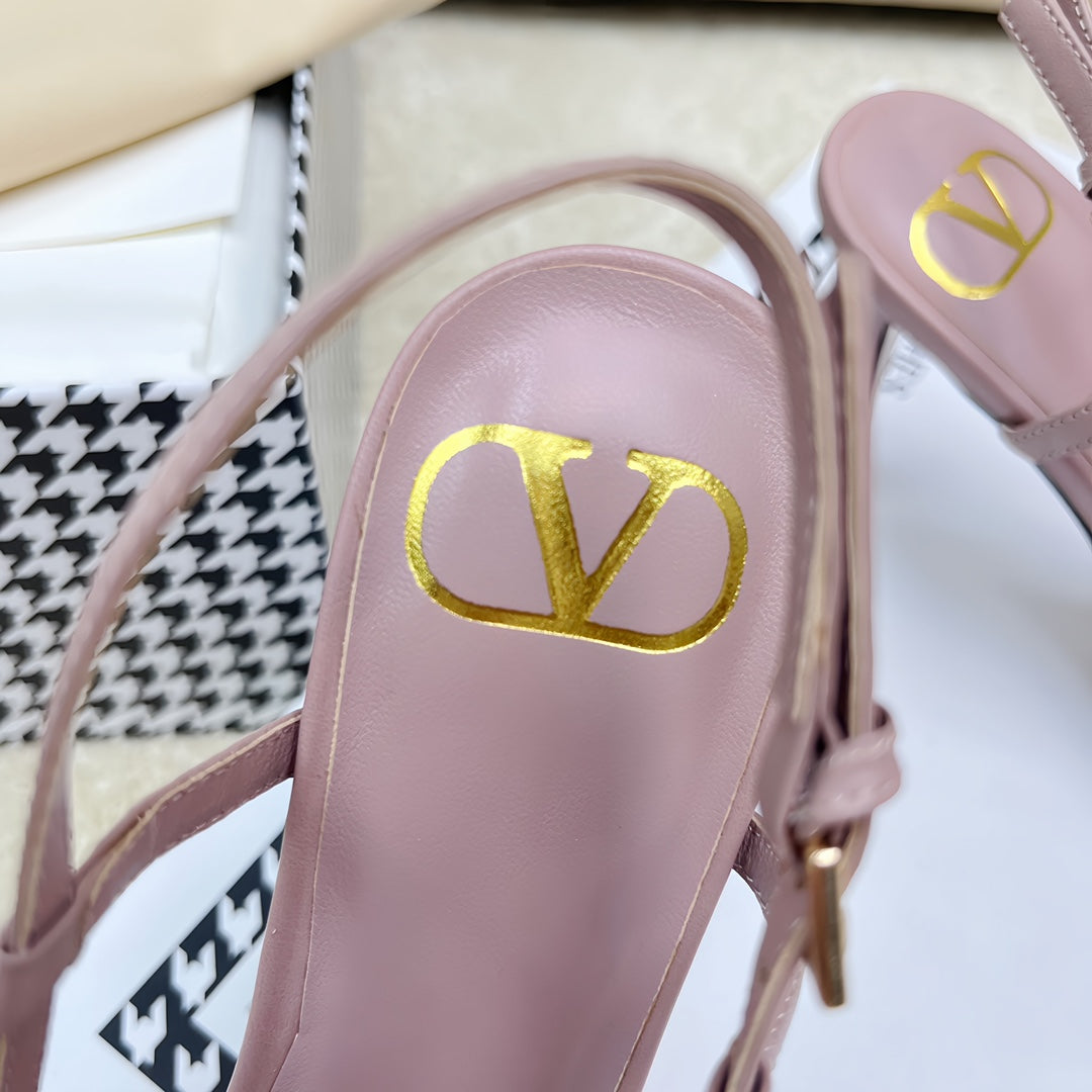 VLOGO SLINGBACK PUMP IN CREPE PINK CALFSKIN LEATHER