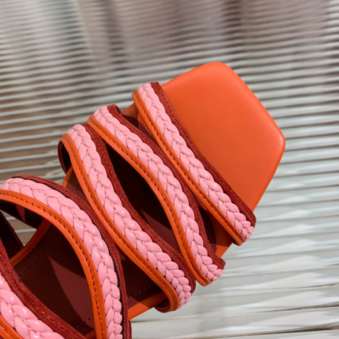 Sprightly Charms Sandal Piana Slippers Orange Pink Maroon Calfskin