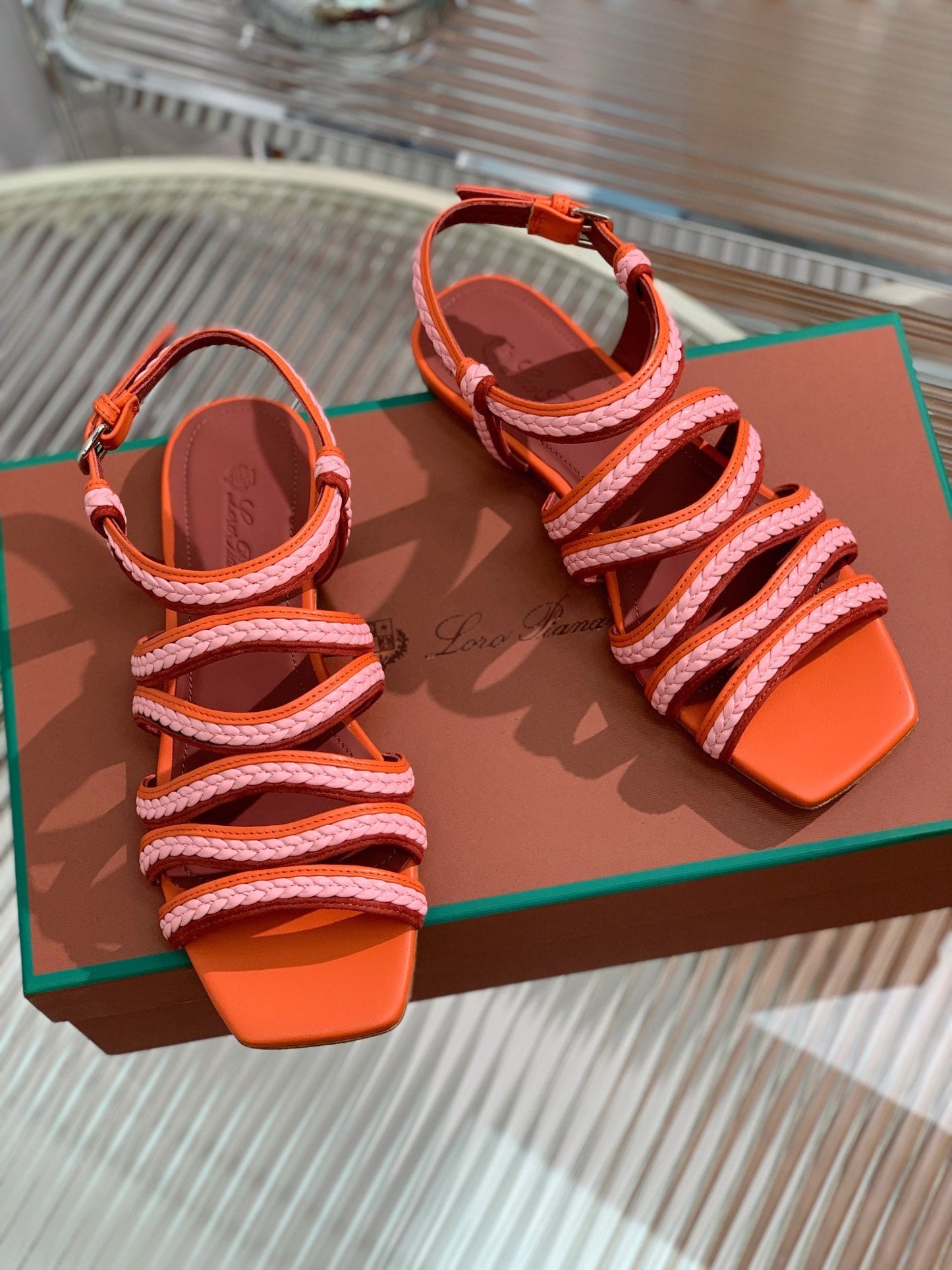 Sprightly Charms Sandal Piana Slippers Orange Pink Maroon Calfskin