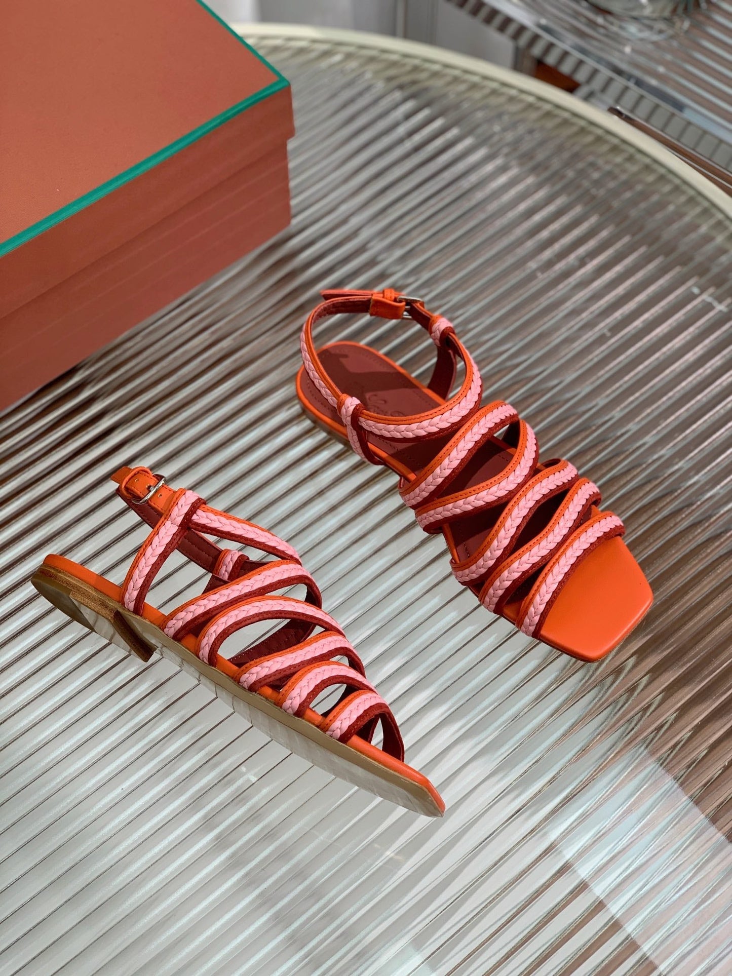 Sprightly Charms Sandal Piana Slippers Orange Pink Maroon Calfskin