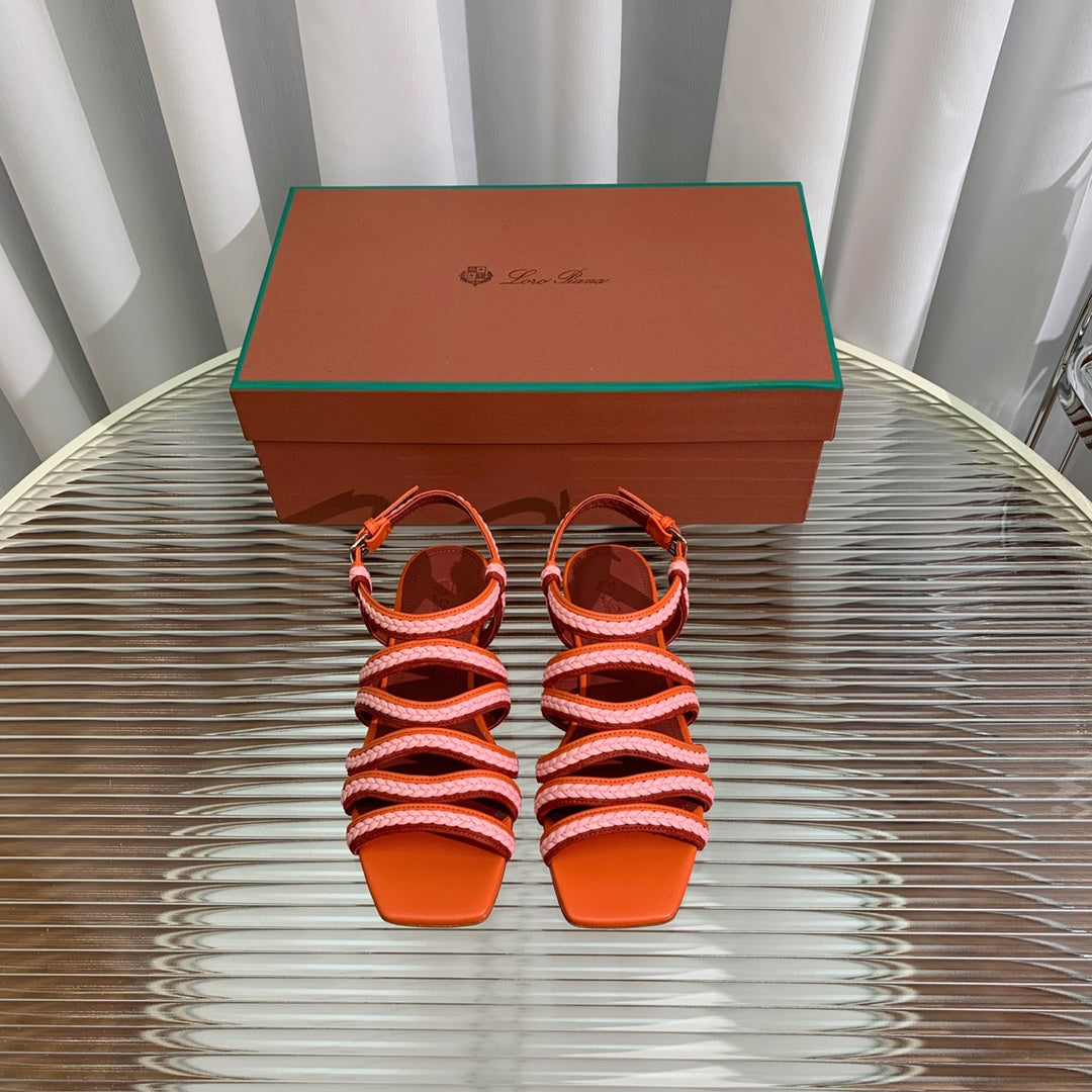 Sprightly Charms Sandal Piana Slippers Orange Pink Maroon Calfskin