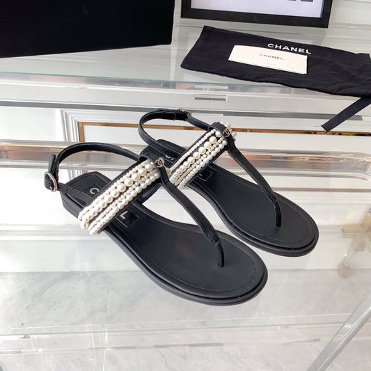 slingbacks thong sandal black lambskin mop