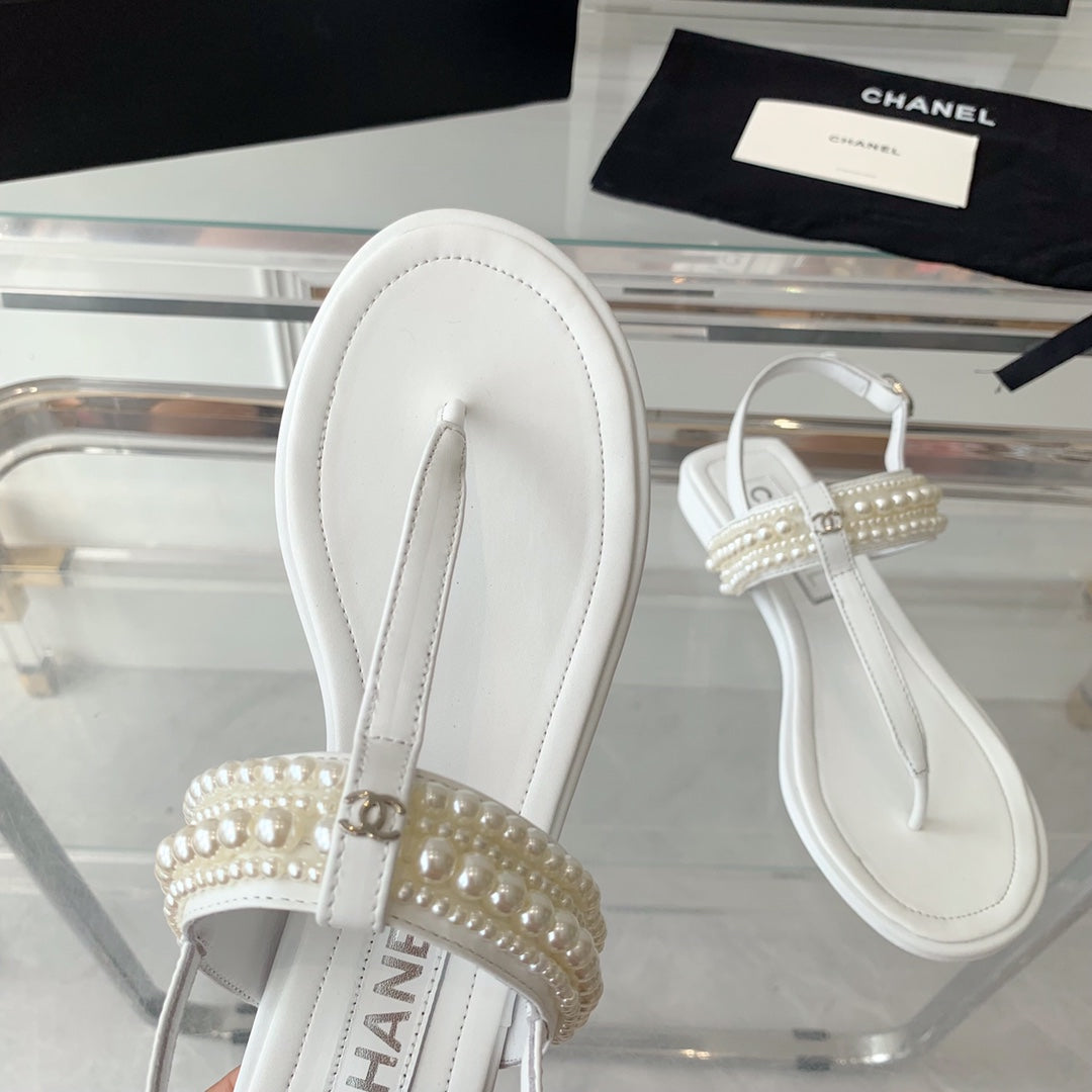 slingbacks thong sandal white lambskin mop