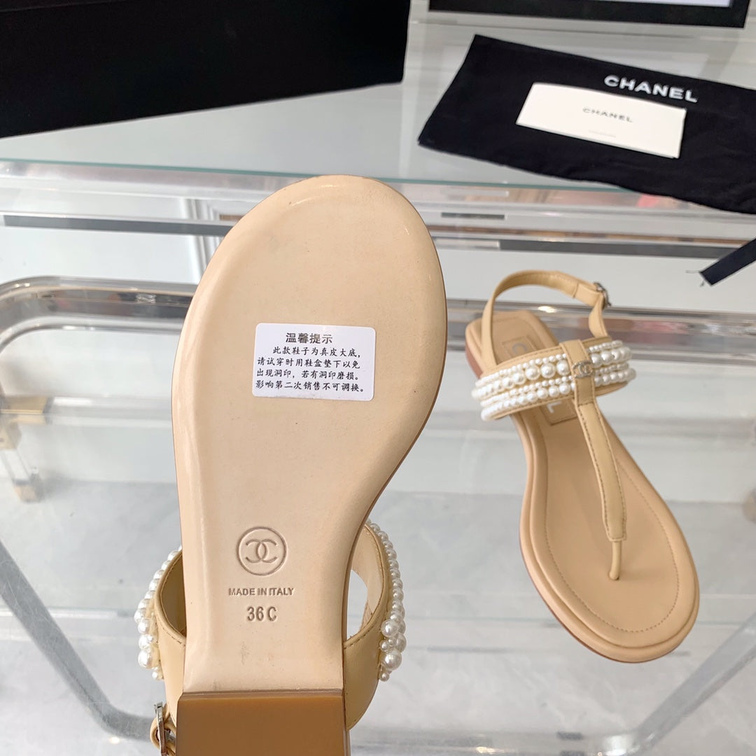 slingbacks thong sandal beige lambskin mop