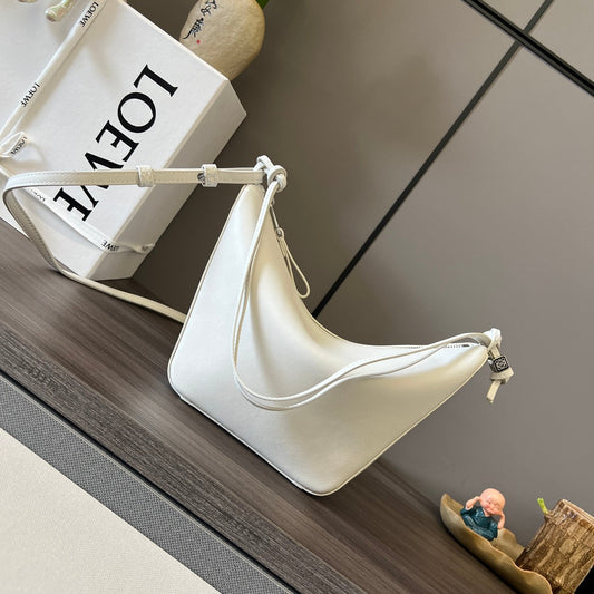 LOE LUNA HOBO 28 BAG IN WHITE CALFSKIN